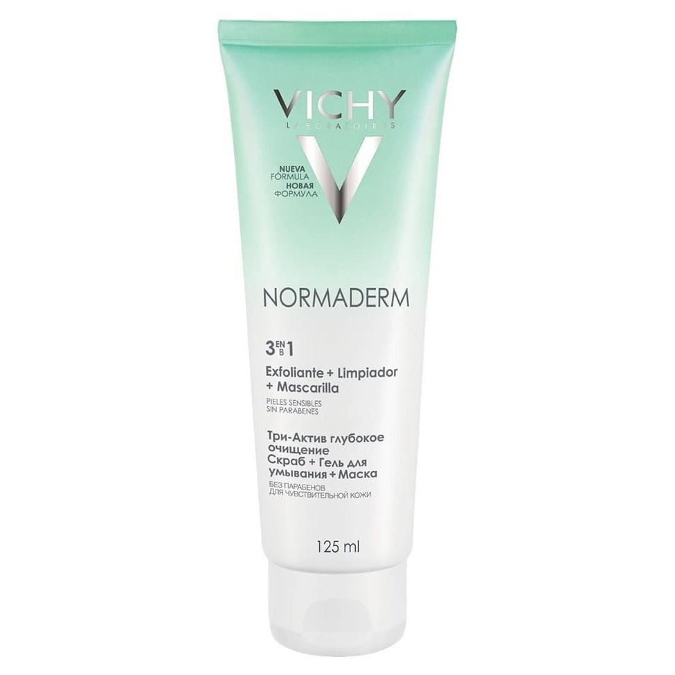 VICHY Normaderm Три-Актив 3 в1 Гель + Скраб + Маска Нормадерм Три-Актив глубокое очищение 3 в1