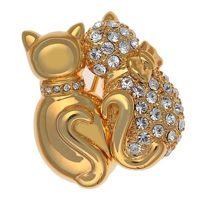 Charmelle Броши Брошь BH 1599 Брошь Котята золото с кристаллами Swarovski