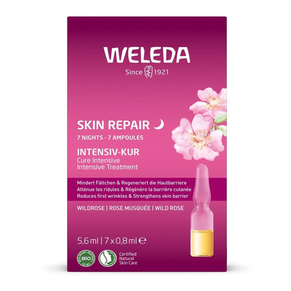 Weleda Розовая линия для лица Розовый разглаживающий концентрат Разглаживающий концентрат с маслом розы москета