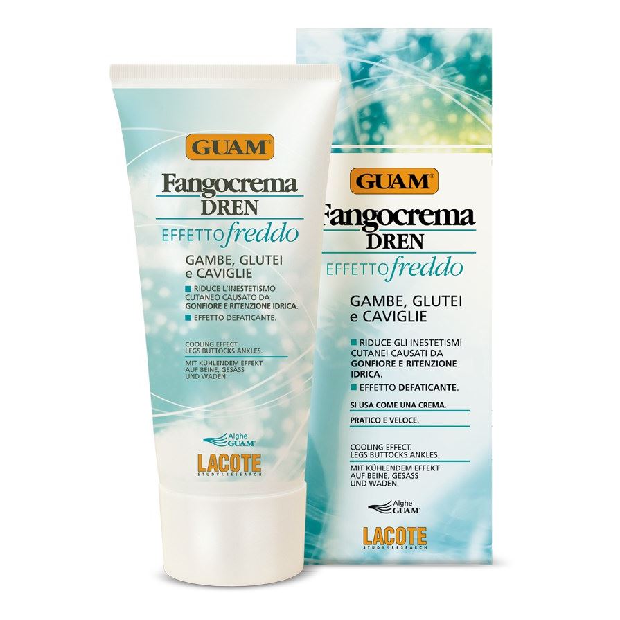 Guam DREN Крем против отеков освежающий Fangocrema Effetto Freddo Крем антицеллюлитный с дренажным эффектом освежающий DREN