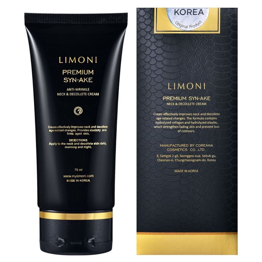 Limoni Syn-Ake Anti-Winkle Premium Syn-Ake Anti-Wrinkle Neck & Decollete Cream Антивозрастной крем для шеи и декольте со змеиным ядом 