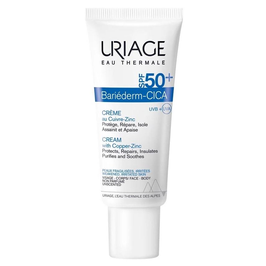 Uriage Bariederm Bariederm-Cica Cream With Copper-Zinc SPF50+ Цика-крем с медью и цинком