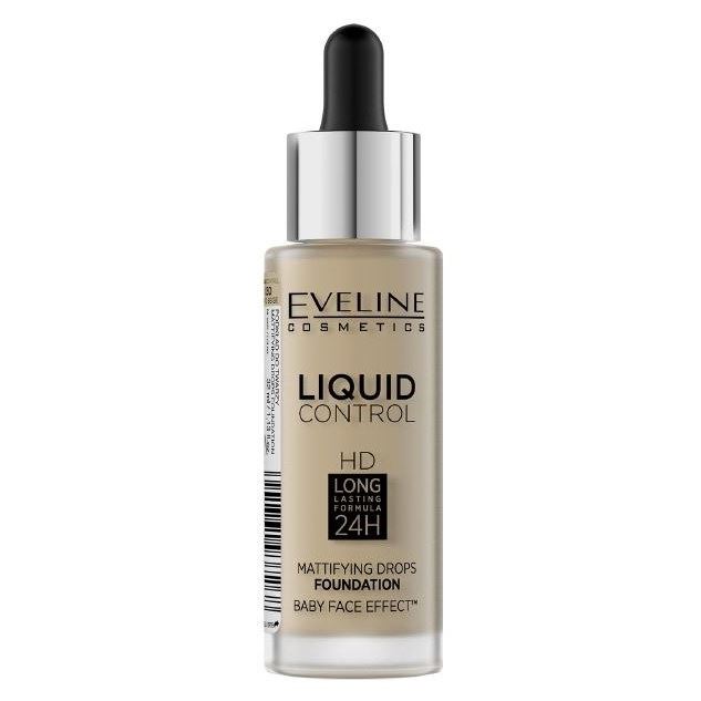 Eveline Make-Up Liquid Control Тональная основа Инновационная жидкая тональная основа c ниацинамидом, гиалуроновой кислотой и коллагеном
