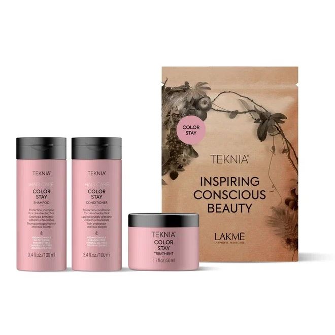 LakMe Teknia Color Stay Travel Pack Дорожный набор для защиты цвета окрашенных волос: шампунь, кондиционер, маска