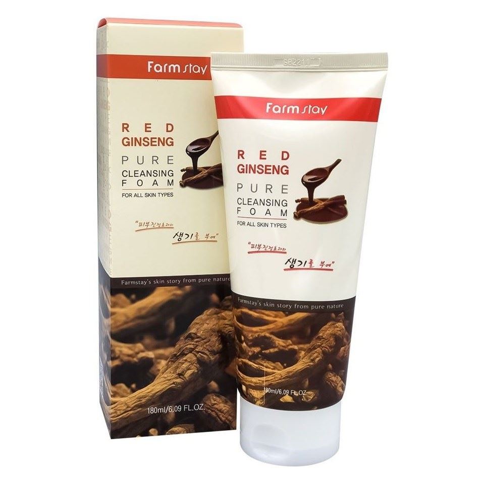 FarmStay Cleansing Red Ginseng Pure Cleansing Foam Омолаживающая пенка для умывания с экстрактом женьшеня