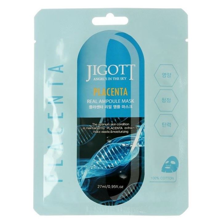 Jigott Skin Care Placenta Real Ampoule Mask  Ампульная маска с плацентой