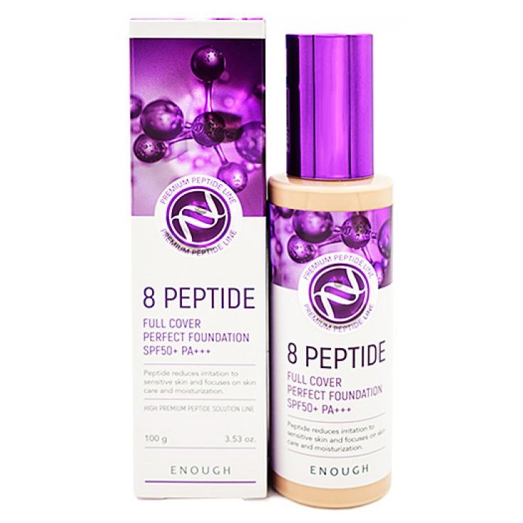 Enough Make Up 8 Peptide Full Cover Perfect Foundation SPF50+ PA +++ Тональный крем с пептидами 