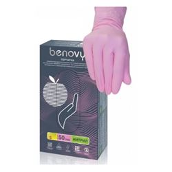 Перчатки Benovy Nitrile MultiColor розовые