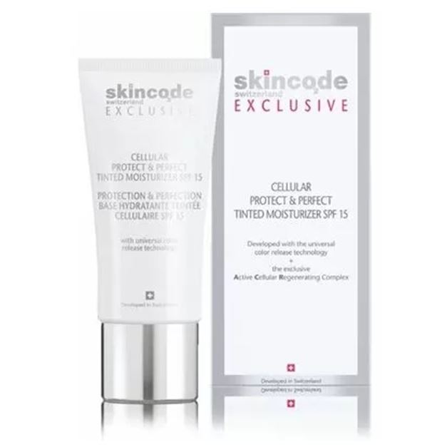Skincode Anti-Age  Cellular Protect & Perfect Tinted Moisturizer SPF 15 Клеточный увлажняющий и матирующий тонирующий крем «Защита и улучшение» SPF15 