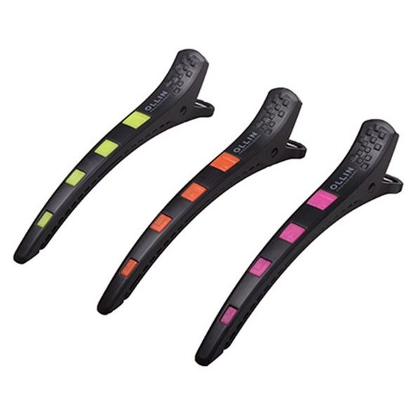 Ollin Professional Accessories Зажимы с квадратными силиконовыми вставками, 6 шт Зажимы с квадратными силиконовыми вставками