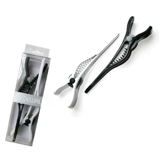 Dewal Professional Аксессуары для волос CL2523 Зажим для волос, пластик, 14 см Зажим для волос пластик, черно/белый, 14 см, упаковка 2 штуки