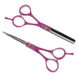 SET-MA-P Набор COLOUR STEP из двух парикмахерских ножниц 5.5" в чехле, цвет розовый