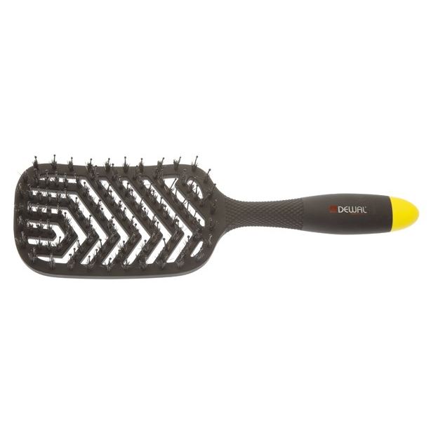 Dewal Professional Брашинги, щетки, расчески BNN93 Щетка массажная "BANANA black" прямоугольная продувная, 13 рядов  Щетка массажная прямоугольная продувная, пластиковый штифт+натуральная щетина, 13 рядов 