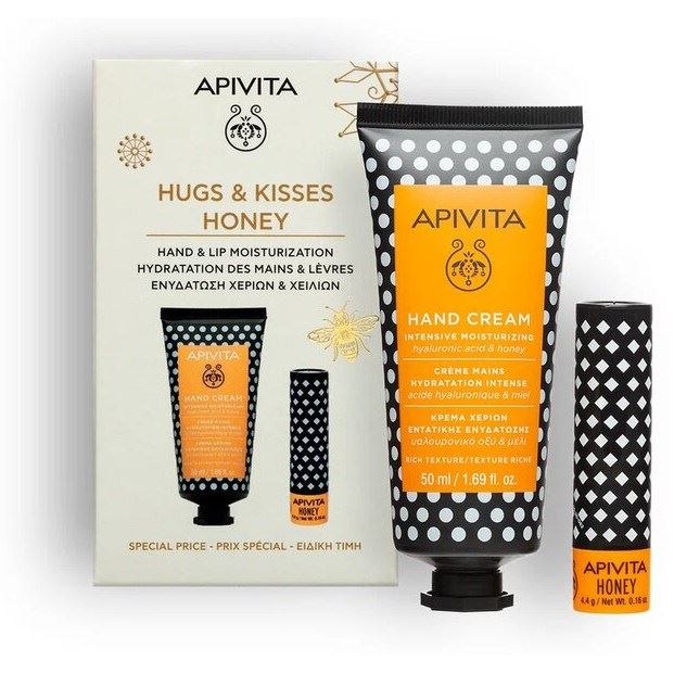 Apivita Hand and Lip Care Набор Hand & Lip Moisturization Набор: крем для рук с гиалуруновой кислотой и медом, стик для губ Био