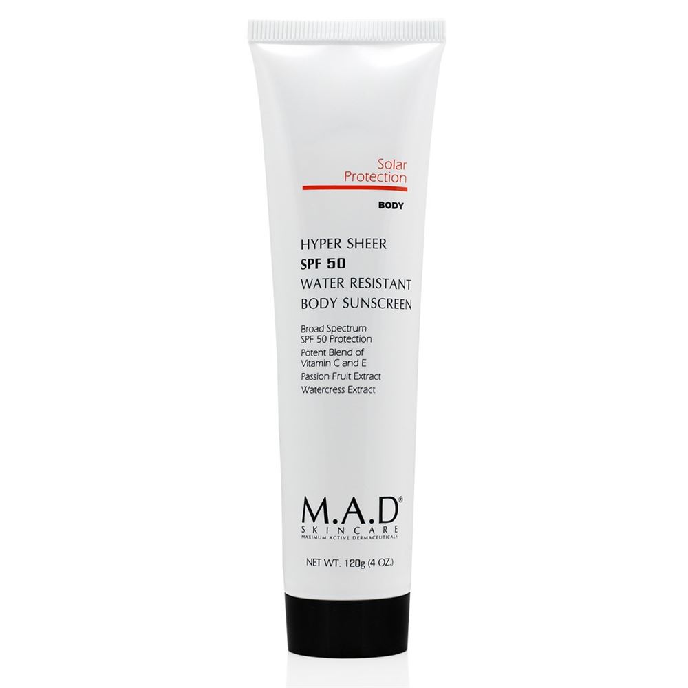 M.A.D Skincare Sun Protection Hyper Sheer SPF 50 water Resistant Body Lotion  Лосьон для тела водооталкивающий защитный SPF 50 