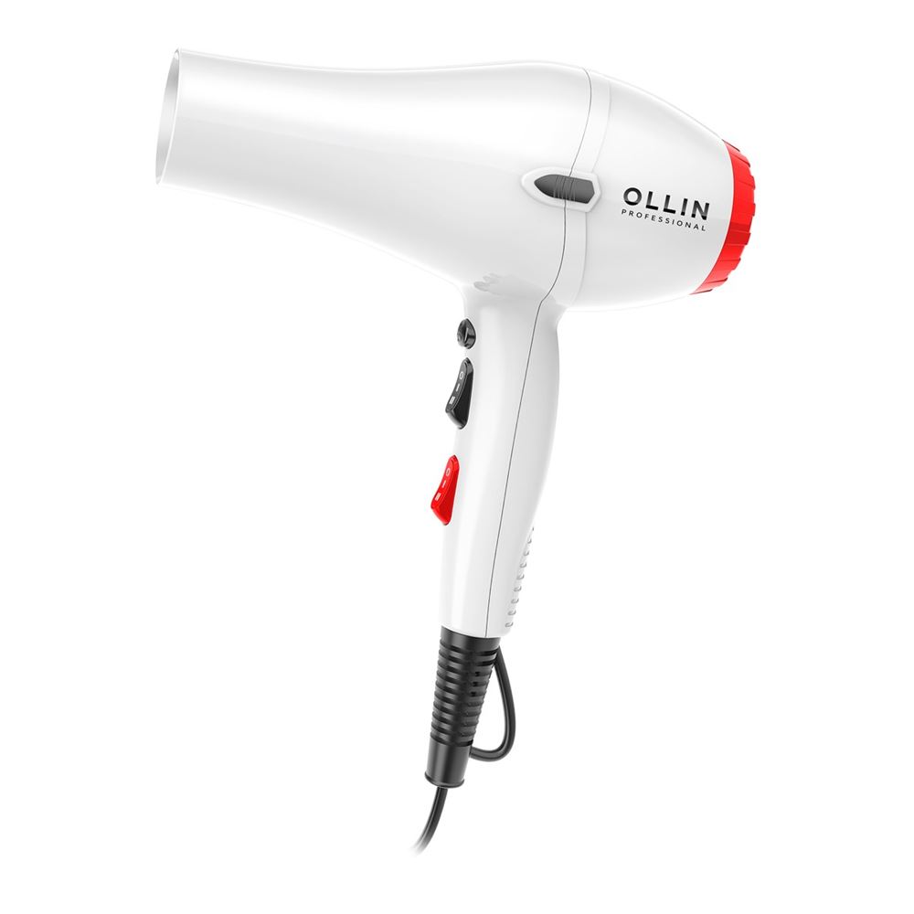 Ollin Professional Hair Tools OL-7201 Фен профессиональный 2000-2300W Фен профессиональный 2000-2300W, 2 насадки, белый