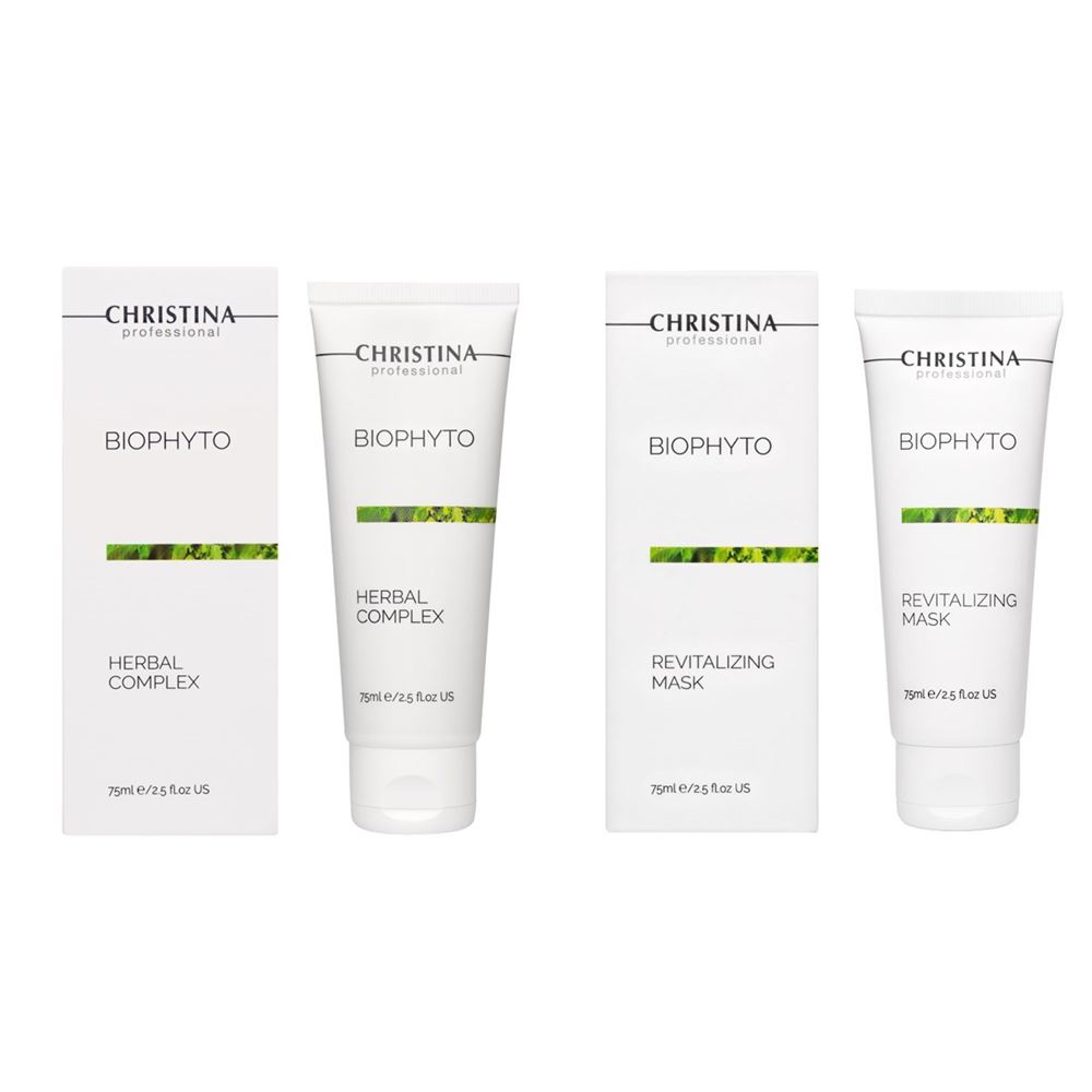 Christina BioPhyto Набор Bio Phyto GYM COMBO для тренировки кожи Набор: Растительный пилинг облегченный, Восстанавливающая маска