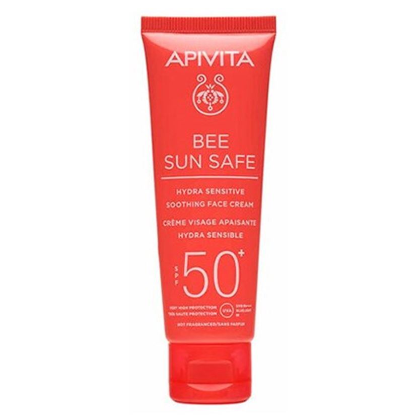 Apivita Bee Sun Safe Bee Sun Safe Hydra Sensitive Soothing Face Cream SPF50+ Солнцезащитный свежий успокаивающий крем для чувствительной кожи лица SPF50+