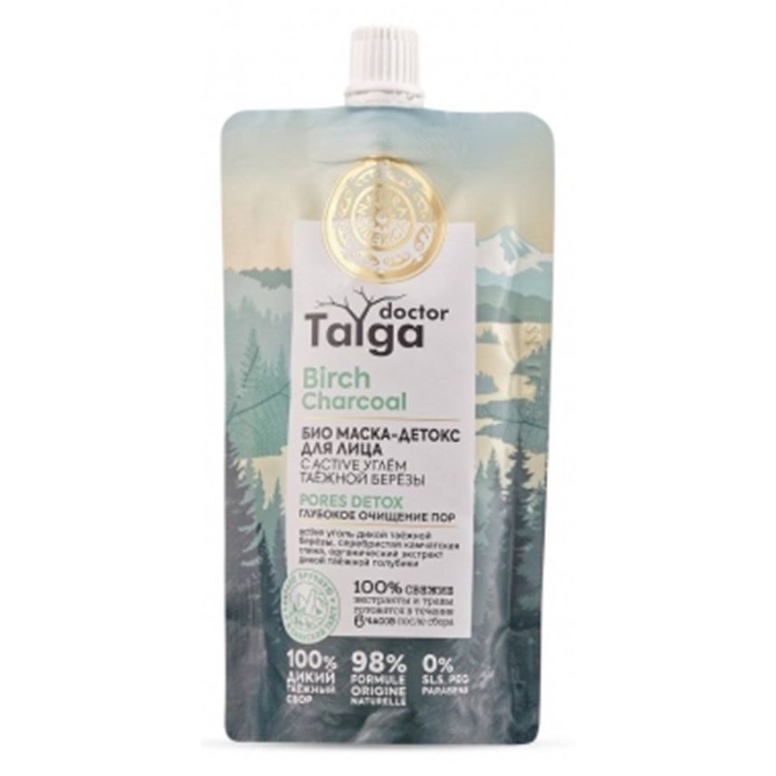 Natura Siberica Очищение для лица  Doctor Taiga Маска-детокс для лица «Био Глубокое очищение пор» Био маска -детокс для лица  с Active углем таежной березы