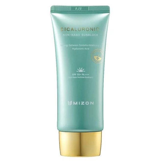 Mizon Face Care Cicaluronic Non-Nano Sunblock SPF 50+ PA++ Солнцезащитный крем с экстрактом центеллы и гиалуроновой кислотой
