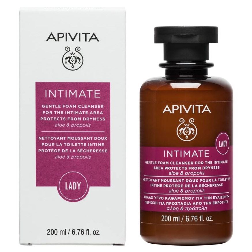 Apivita Intimate Intimate Lady Gentle Foam Cleanser Мягкая очищающая пенка для интимной гигиены с алоэ и прополисом