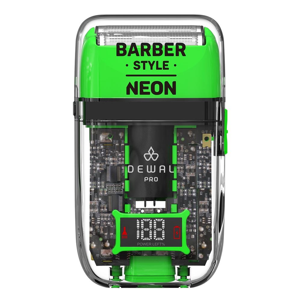 Dewal Professional Машинки для стрижки 03-082 Шейвер для проработки контуров/бороды DEWAL PRO BARBER STYLE NEON ,аккум, 7000об\мин, 2 бр.гол Шейвер для проработки контуров/бороды DEWAL PRO BARBER STYLE NEON GREEN ,аккум, 7000об\мин, 2 бр.гол