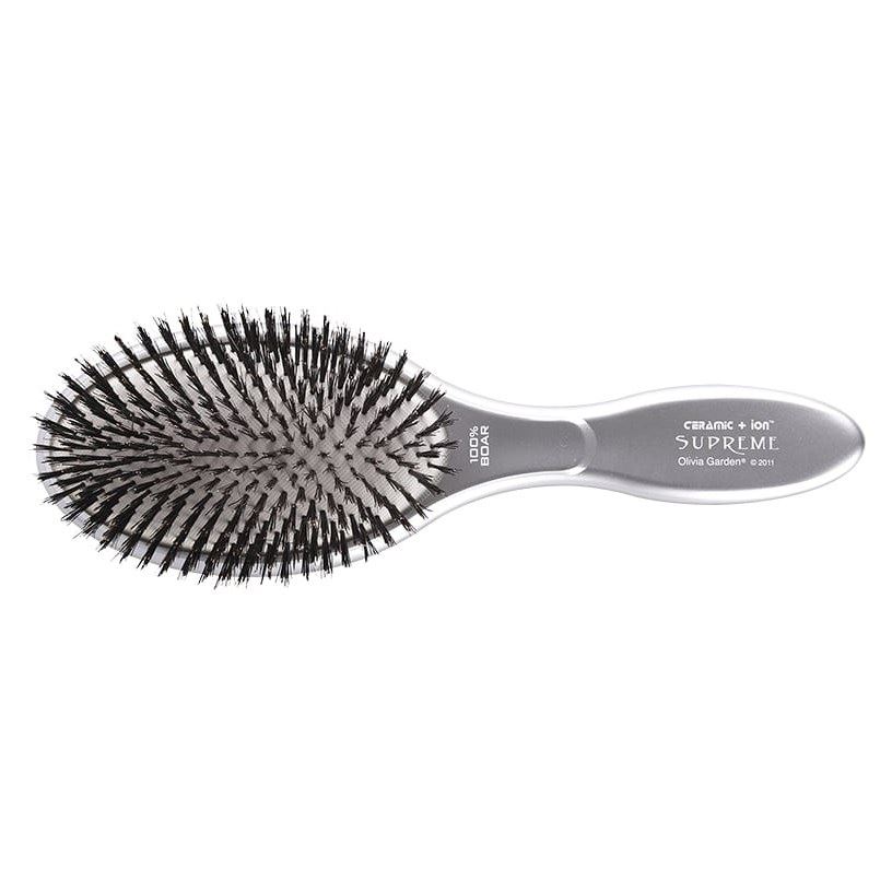Olivia Garden Щетки и расчески для волос ID2031/OGBCISUP2BOAR Щетка EXPERT CARE OVAL Boar Bristles Silver натуральная щетина Щетка натуральная щетина