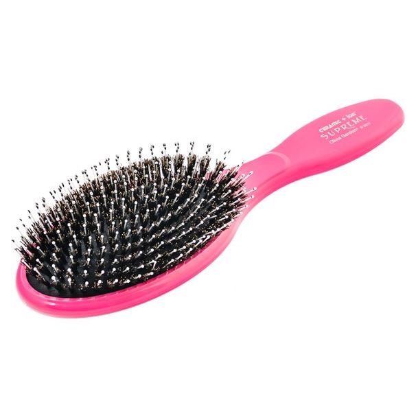 Olivia Garden Щетки и расчески для волос ID2034/BR-CI1PC-SUCOM-PIS Щетка EXPERT CARE OVAL Boar&Nylon Bristles Silver щетина+нейлон розовая Щетка щетина+нейлон розовая