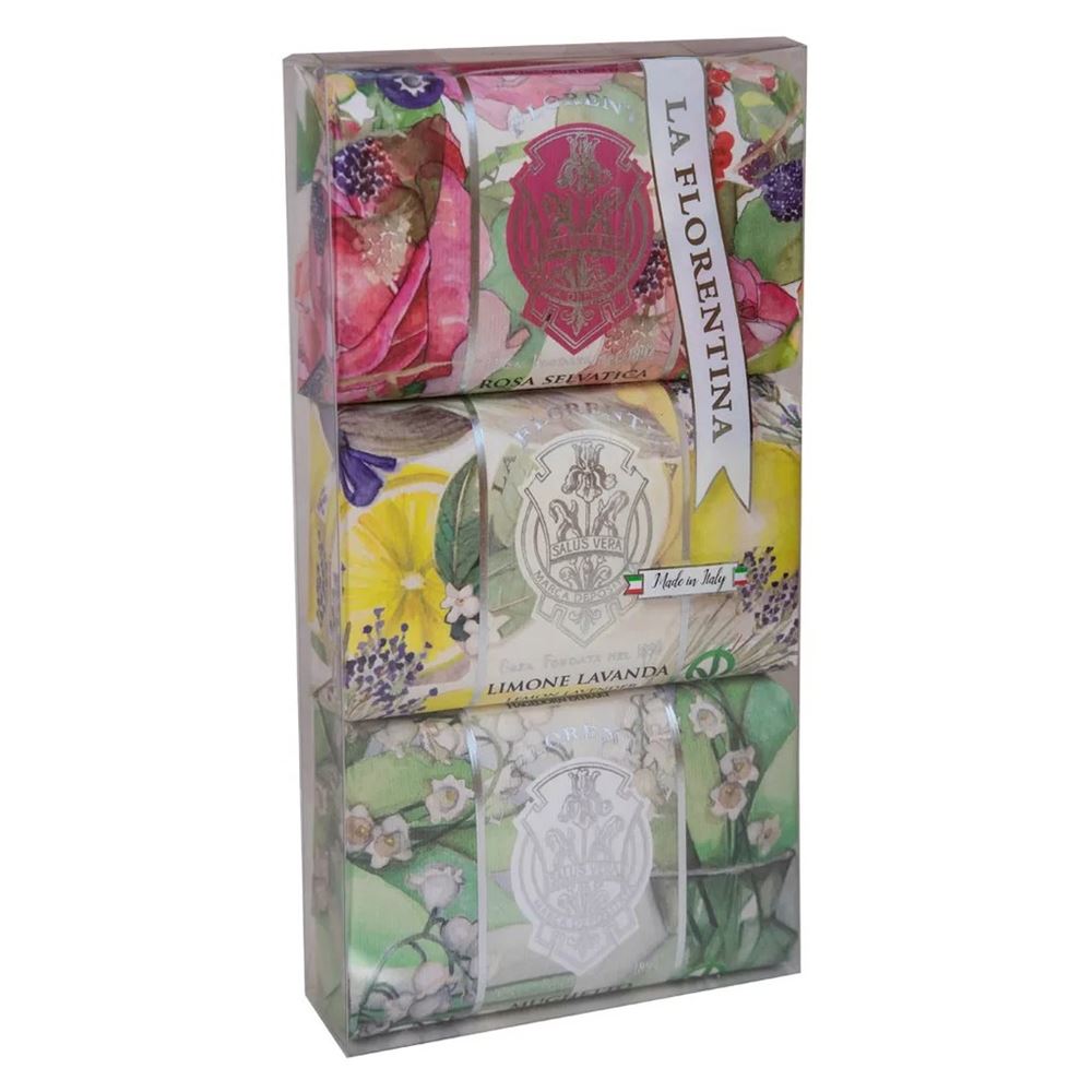 La Florentina Soap Набор мыла Wild Rose, Lemon & Lavender, Lily of the Valley 3*200 Набор мыла Дикая роза, Лимон и Лаванда, Ландыш