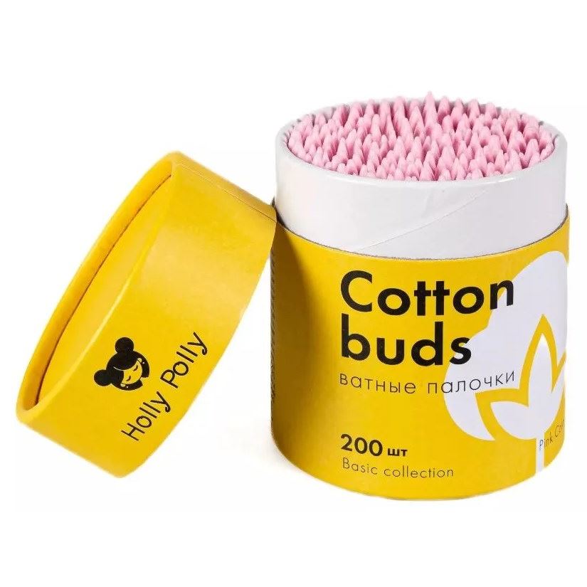 Holly Polly Face Care Cotton Buds bamboo Косметические ватные палочки бамбуковые розовые 