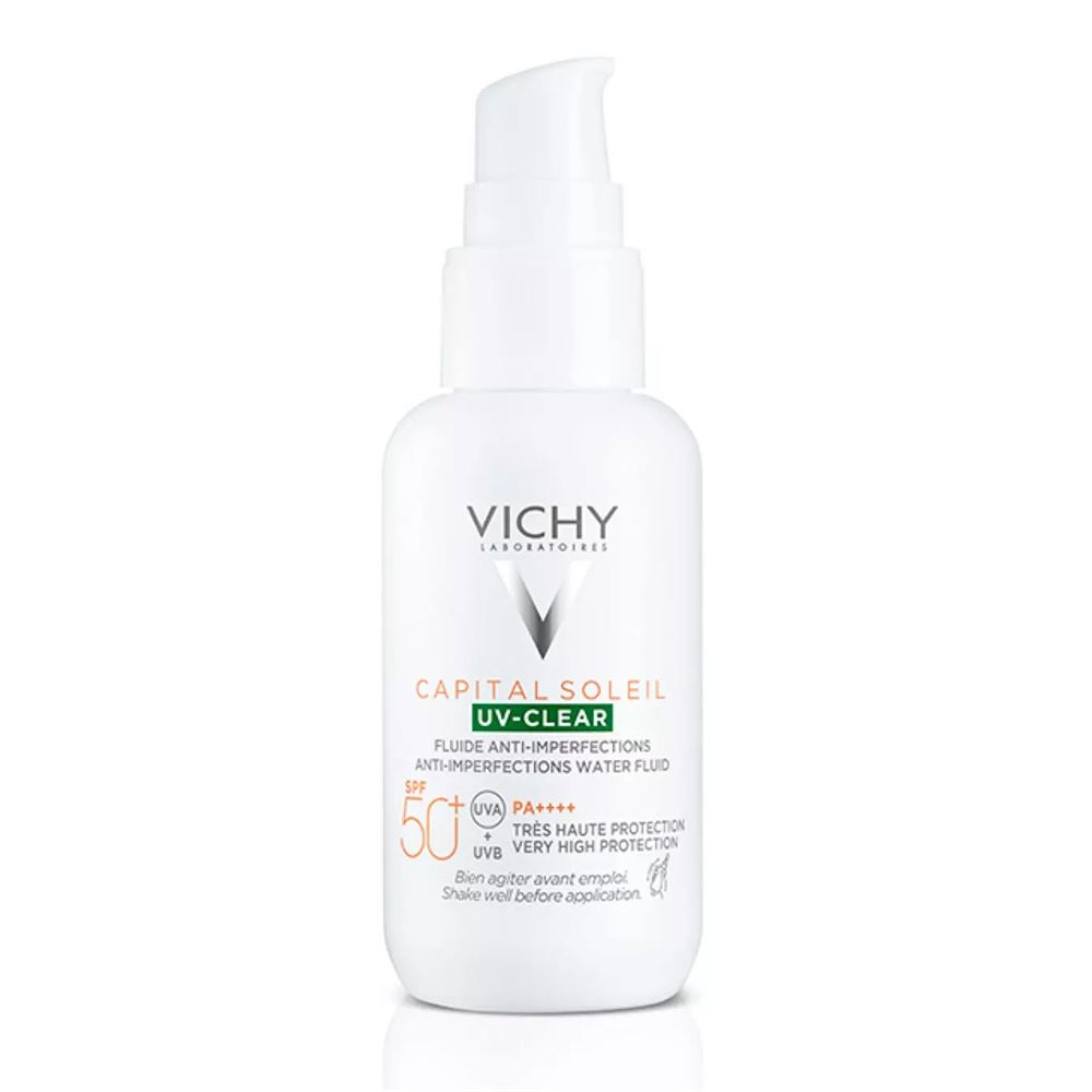 VICHY Capital Soleil Флюид UV-Clear SPF 50+  Невесомый солнцезащитный флюид для лица против несовершенств