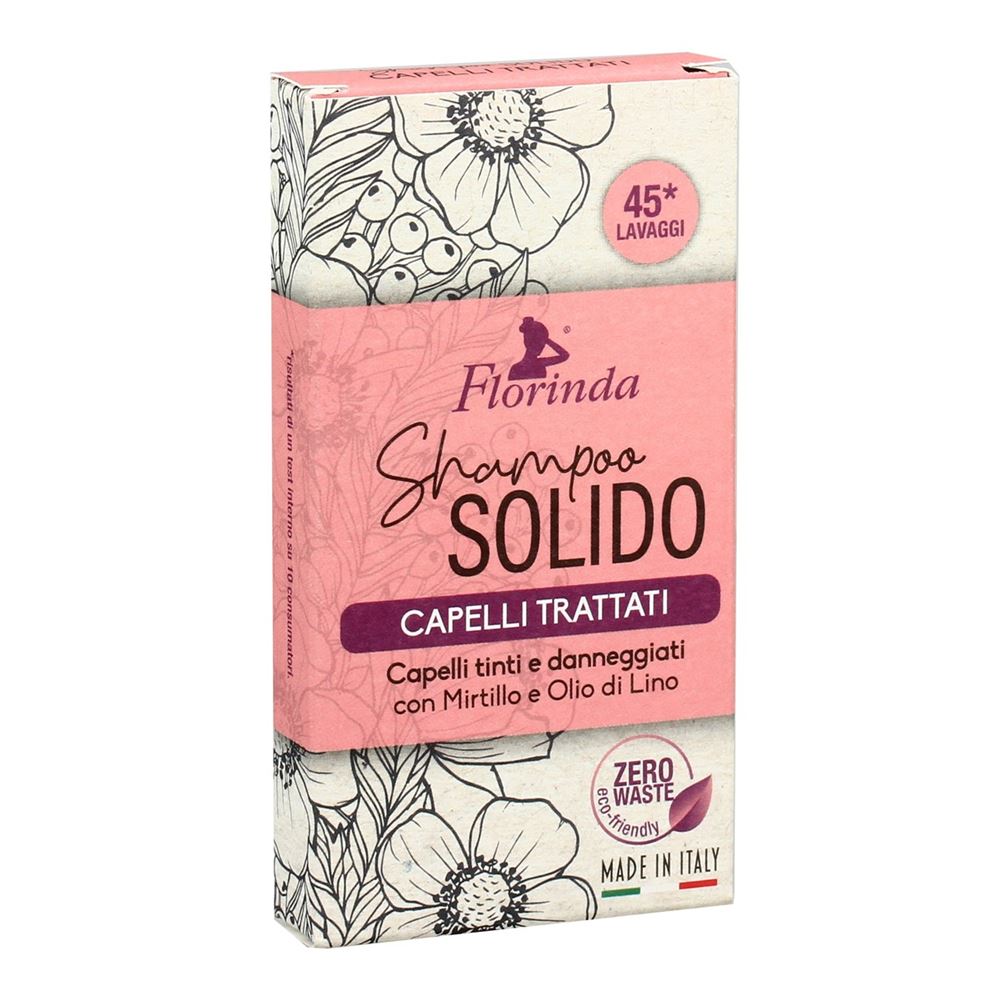 Florinda One Fragrance Collection Shampoo Solido Capelli Trattati con Mirtillo e Olio di Lino Твердый шампунь для волос для Окрашенных и Поврежденных волос с экстрактом Черники и маслом Льна