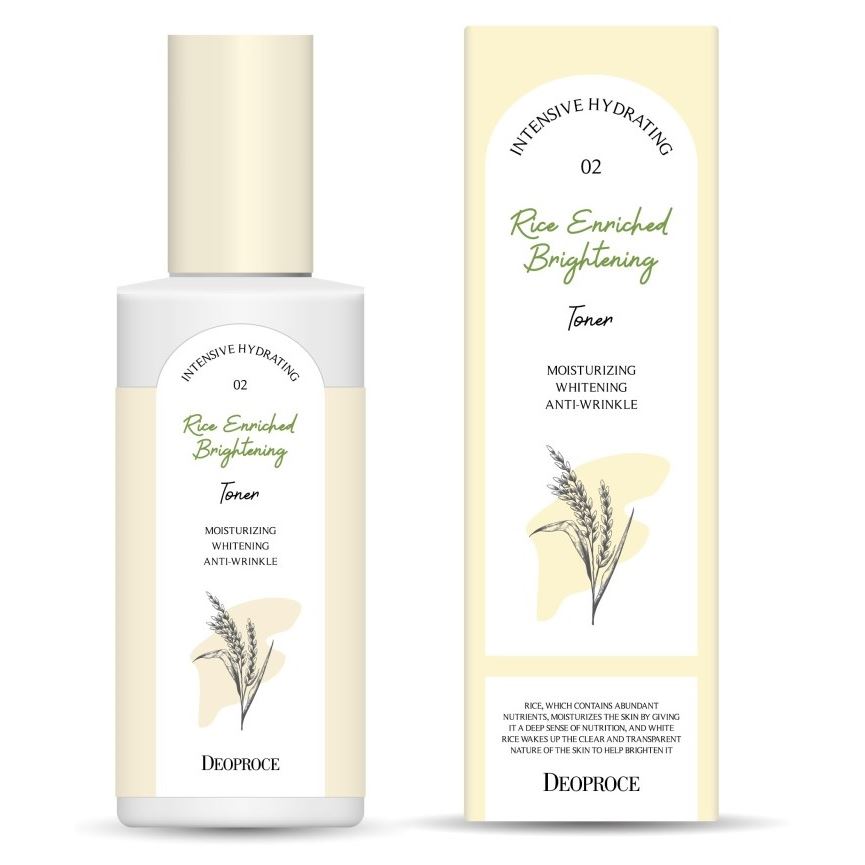 Deoproce Natural Skin Rice Enriched Brightening Toner Осветляющий тонер для лица с экстрактами злаковых культур