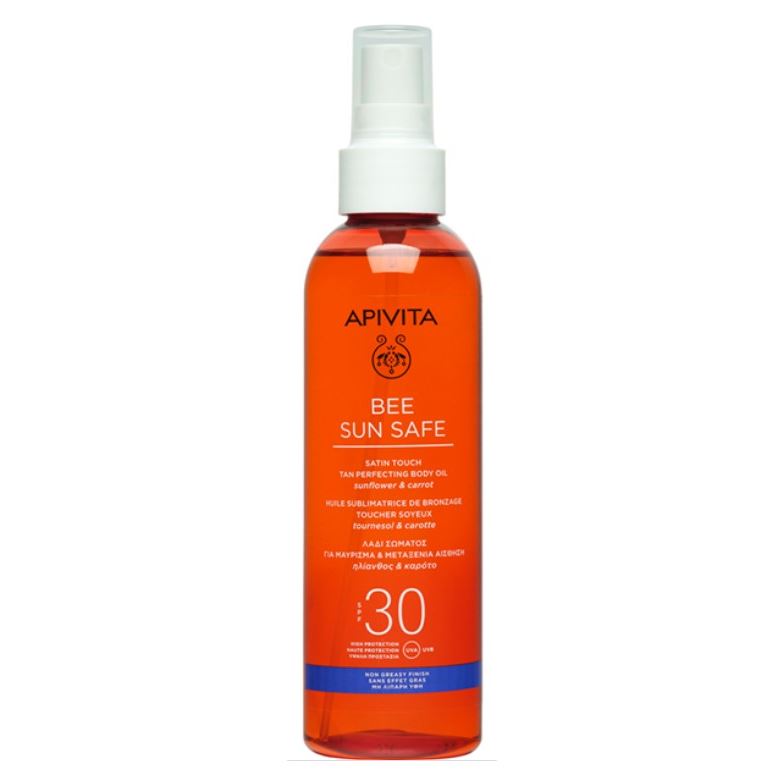 Apivita Bee Sun Safe Bee Sun Safe Satin Touch Tan Perfecting Body Oil SPF30 Солнцезащитное шелковистое масло SPF30