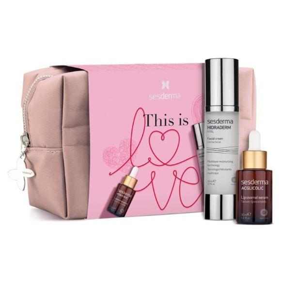 Sesderma Moisture Care Набор Hidraderm Hyal Facial Cream + Acglicolic Liposomal Serum + Косметичка Промонабор: Крем увлажняющий для лица + Сыворотка липосомальная с гликолевой кислотой + Косметичка