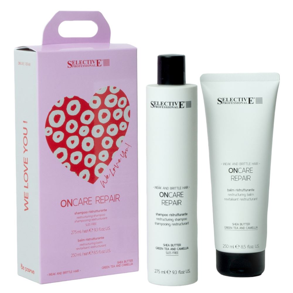 Selective Professional ONcare TECH Набор OnCare We Love You Repair new Набор: Реструктурирующий шампунь, реструктурирующий кондиционер