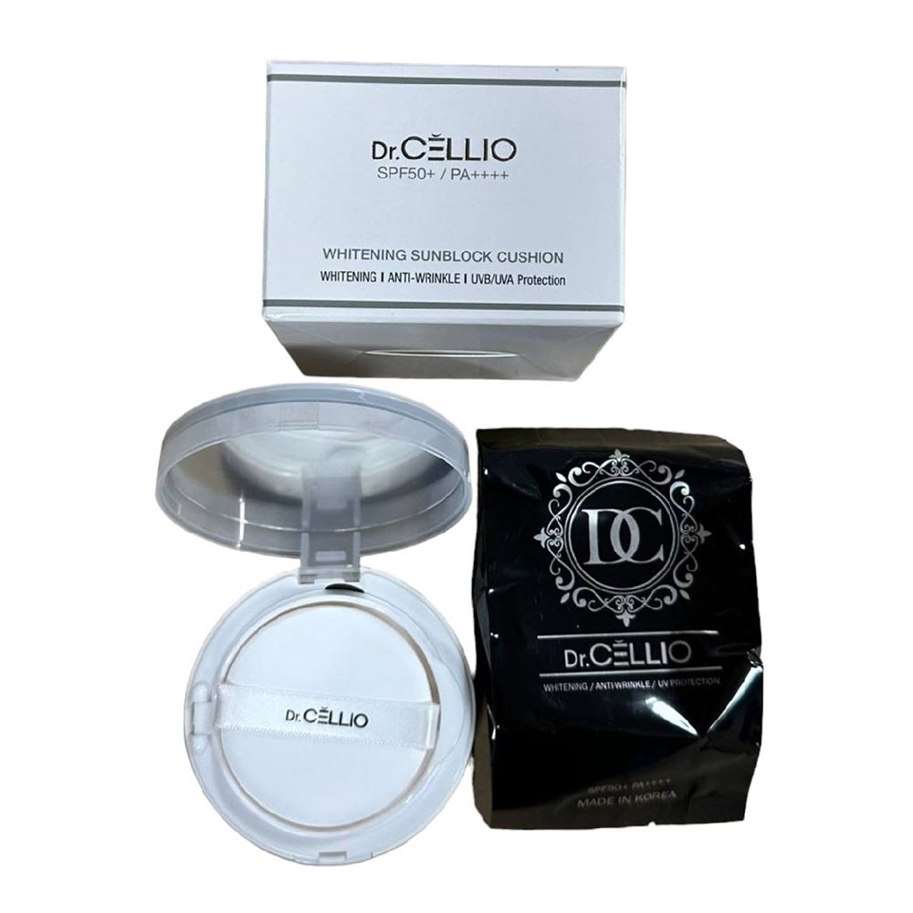 Dr.Cellio Make Up Whitening Sunblock Cushion Крем-кушон для лица солнцезащитный осветляющий