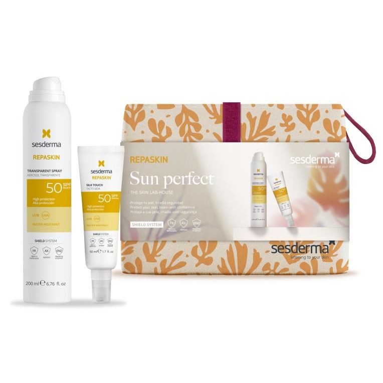 Sesderma Sun Care Набор Repaskin Sun Perfect Набор: Спрей солнцезащитный для тела SPF 50+ Средство солнцезащитное для лица SPF 50 + Косметичка