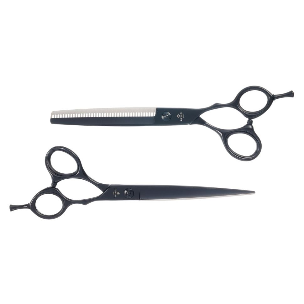 Dewal Professional Ножницы, бритвы SET-BS8-7 Набор DEWAL из двух парикмахерских ножниц 7" чёрного цвета в  чехле SET-BS8-7 Набор DEWAL из двух парикмахерских ножниц 7" чёрного цвета в  чехле