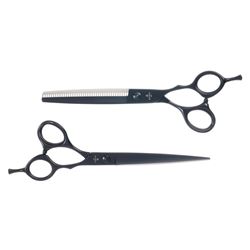 SET-BS8-7 Набор DEWAL из двух парикмахерских ножниц 7" чёрного цвета в  чехле