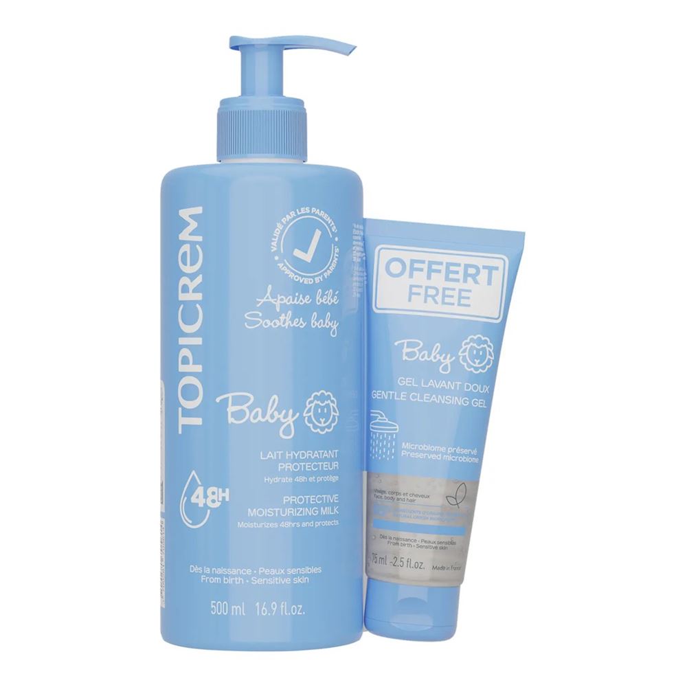 Topicrem Soins Bebe Bio Набор Baby Защитное увлажняющее молочко + BABY Нежный очищающий гель Набор: Защитное увлажняющее молочко, BABY Нежный очищающий гель