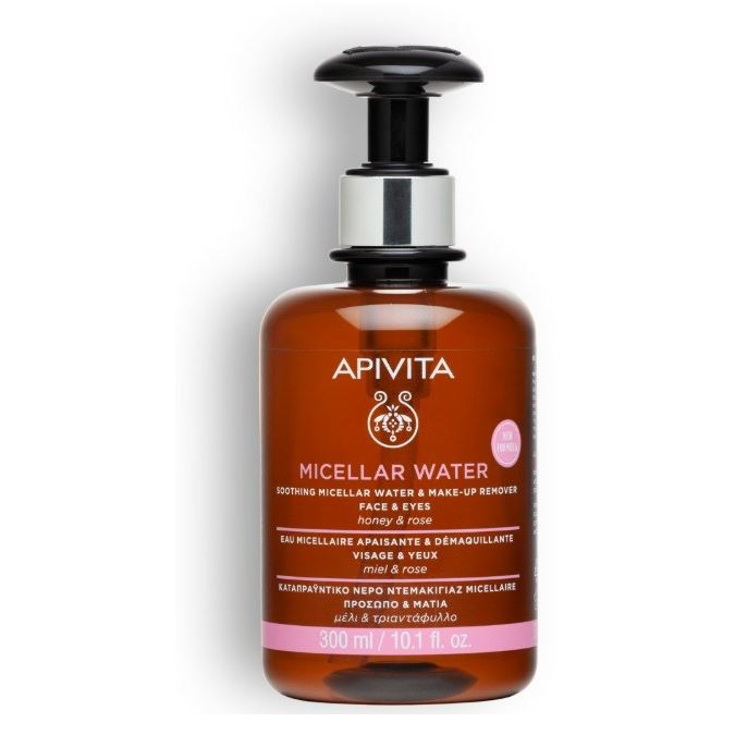 Apivita Cleansing Soothing Micellar Water & Make-Up Remover Face & Eyes Honey & Rose Мицеллярная вода для лица и глаз очищающая успокаивающая