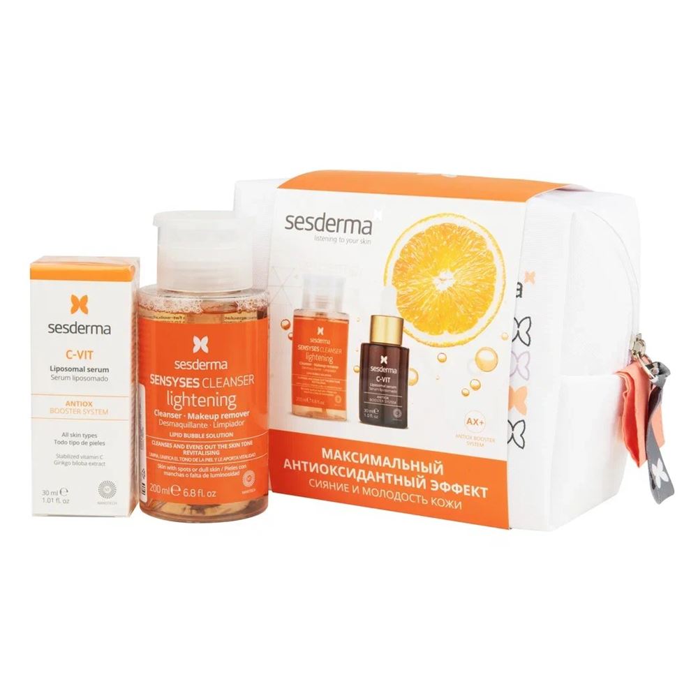 Sesderma C-VIT Набор C-VIT Liposomal serum, 
Sensyses Cleanser Lightening  Промонабор: сыворотка, лосьон, косметичка