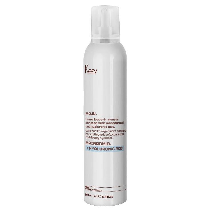 KEZY I am MACADAMIA + HYALURONIC ACID I am MACADAMIA + HYALURONIC ACID MOJU Несмываемый мусс Несмываемый мусс для восстановления слабых и поврежденных волос, обогащенный маслом макадамии и гиалуроновой кислотой