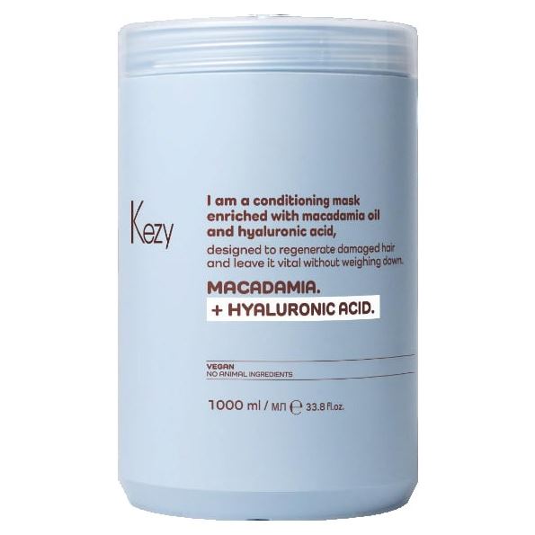 KEZY I am MACADAMIA + HYALURONIC ACID I am MACADAMIA + HYALURONIC ACID Маска для восстановления слабых и поврежденных волос Маска для восстановления слабых и поврежденных волос, обогащенный маслом макадамии и гиалуроновой кислотой