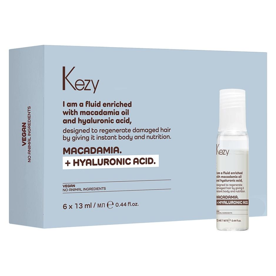 KEZY I am MACADAMIA + HYALURONIC ACID I am MACADAMIA + HYALURONIC ACID Флюид  для восстановления слабых и поврежденных волос Флюид  для восстановления слабых и поврежденных волос, обогащенный маслом макадамии и гиалуроновой кислотой
