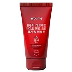 Fruity refreshing light hand cream with strawberry and vanilla