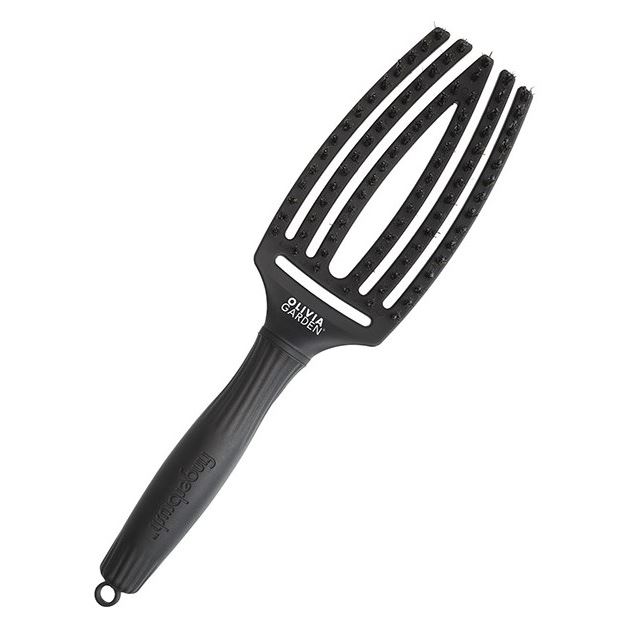 Olivia Garden Щетки и расчески для волос ID1729 Fingerbrush Care Iconic Boar&Nylon Full Black M Щетка для волос 