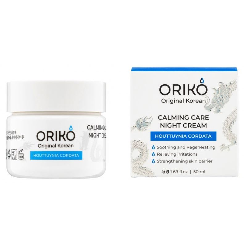 ORIKO Original Korean Calming Care Calming Care Night Cream With Houttuynia Cordata Extract  Успокаивающий ночной крем для лица с экстрактом хауттюйнии и гиалуроновой кислотой 