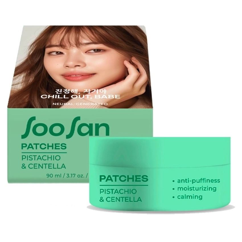 SooSan Face Care Patches with Pistachio & Centella Патчи для глаз от отеков и мешков с экстрактами фисташки и центеллы  Патчи для глаз от отеков и мешков с экстрактами фисташки и центеллы 